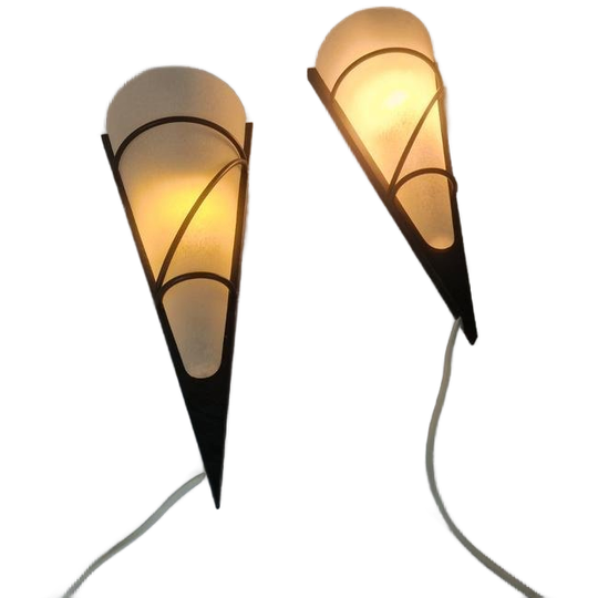 Een Paar Wandlampen Design Metaal Glas. 1