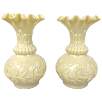 Duo Antieke Beige Opaline Vazen