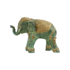 Kleine Vergulde Bronzen Olifant Groene Patine Thailand thumbnail 1