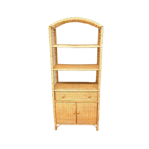 Vintage Rotan Kast Jaren 60 / 70 Riet Wandkast Boekenkast