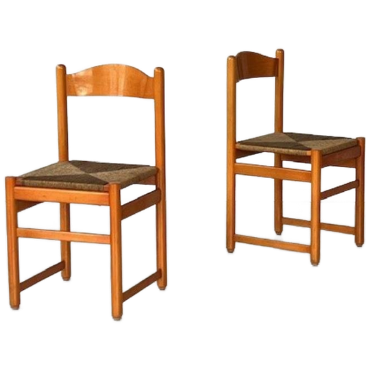 Jaren 70 Eetkamerstoelen Vintage Oranje Retro Riet Prijs P/S 1