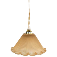Vintage Glazen Lampenkap Ribbels Amber