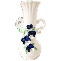 Vintage Wit Vaasje Met Paarse Viooltjes Bloemen Vaas
