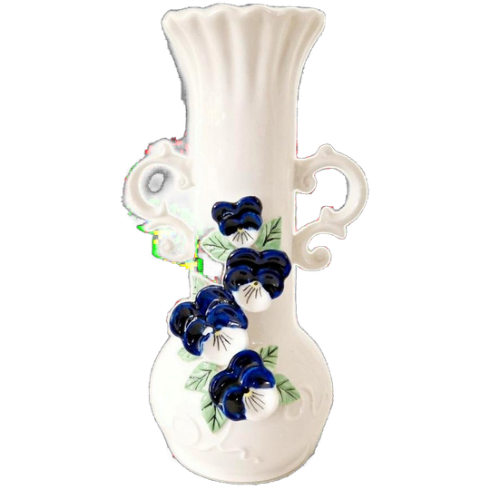 Vintage Wit Vaasje Met Paarse Viooltjes Bloemen Vaas 1