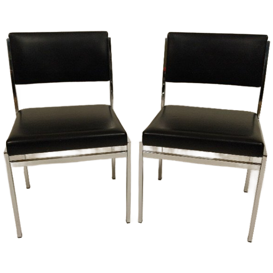 2 X Vintage Zwarte Stoelen, Jaren 60 1