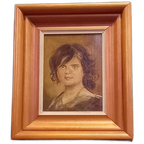 Antiek Portret Olieverf Op Hout thumbnail 1