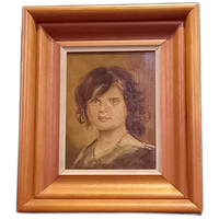 Antiek Portret Olieverf Op Hout