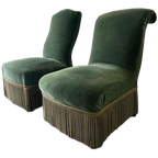 Set Van 2 Vintage Fauteuils / Eenzitjes Met Franjes thumbnail 1