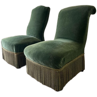 Set Van 2 Vintage Fauteuils / Eenzitjes Met Franjes