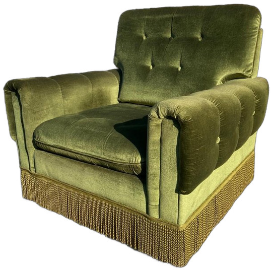 Vintage Groen Fluwelen Fauteuil (s) Enkel Of Als Set 'mid Century' Stoel, Bank, Velvet. 1