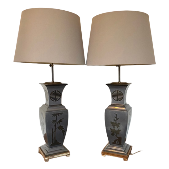 Paar Tafellampen In Chinoiserie Stijl 1