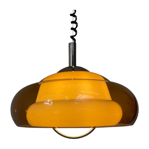 Herda - Mushroom Hanging Pendant - Smoked Acrylic And White Shade