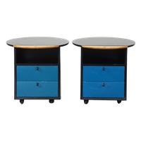 Set Van 2 Design (nacht)kastjes Van Umberto Asnago Voor Giorgetti Op Wieltjes Met 2 Lades