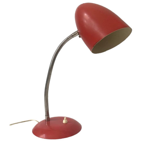 Retro Rood Roze Bureaulamp Vintage Jaren 50