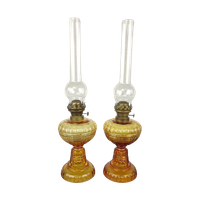 2 Antieke Glazen Olielampen L&B