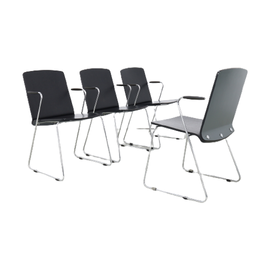 4x Eetkamerstoel Chrome & Plywood 1990 1