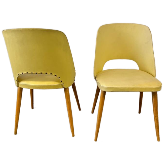 Set Van 2 Vintage Gele Rockabilly Stoelen / Fauteuils 1