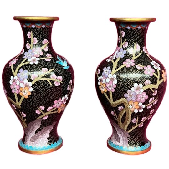 Paar Cloisonné Vazen. 1