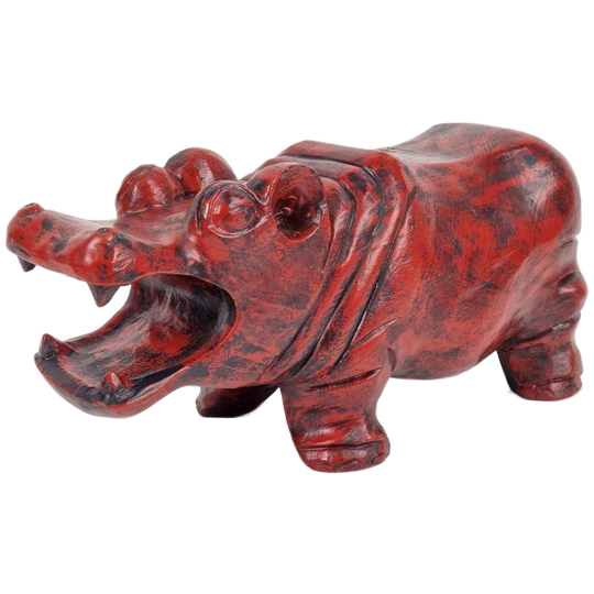 Vintage Hout Beeld Hippo Nijlpaard Sculptuur Oosters ‘70 1