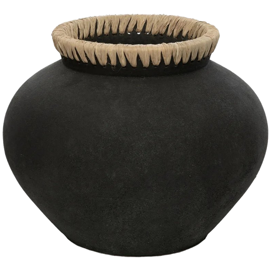 Bazar Bizar | De Styly Vaas - Zwart Naturel - L 1