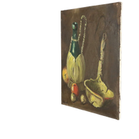 Stilleven Met Wijn En Fruit Schilderij Olieverf Op Doek Gesigneerd