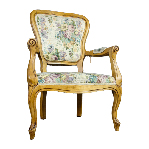 Vintage Barok Stijl Fauteuil Met Bloemenprint