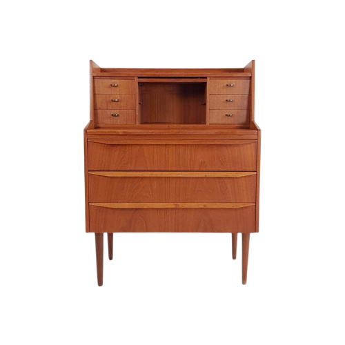 Vintage Deense Secretaire | Teak Houten Bureautje