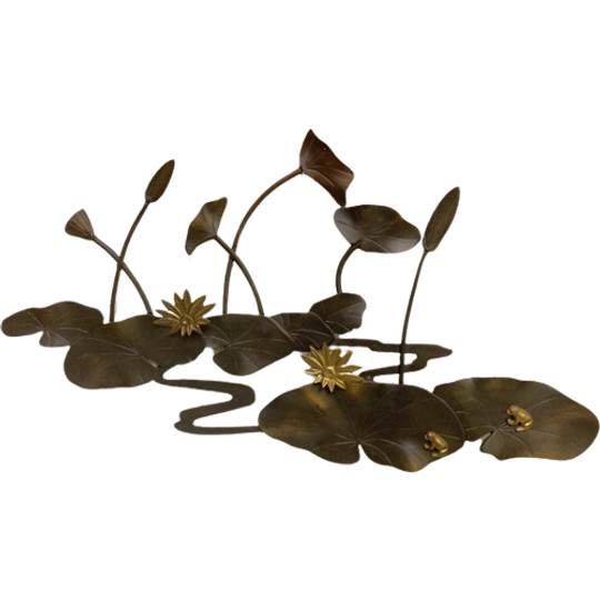 Bronzen Wanddecoratie Met Lelies En Kikkers, 75 Cm Breed 1
