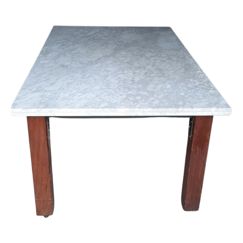 Eettafel Marmer 180 X 100 Hardhouten Poten Keukentafel