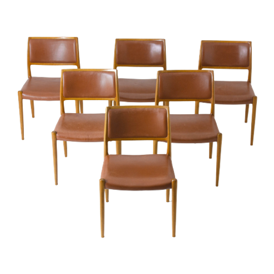 6x Vintage Niels O. Møller Dining Chairs, Denmark 1960s 1
