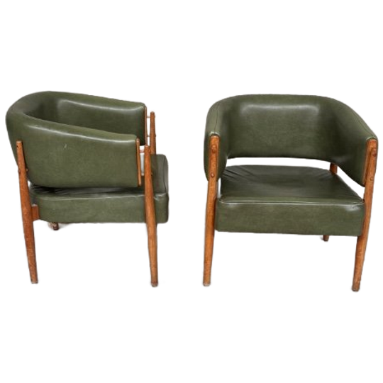Scandinavian Easy Chairs Green Leather 1