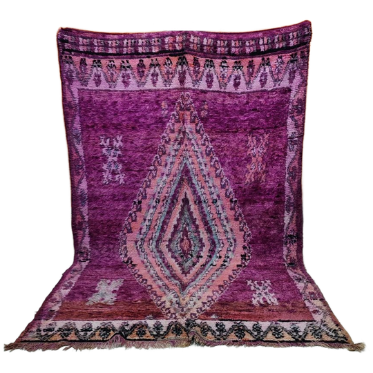 Vintage Berber Tapijt 290 X 190 Cm – Paars/roze Handgeknoopt Woltapijt 1