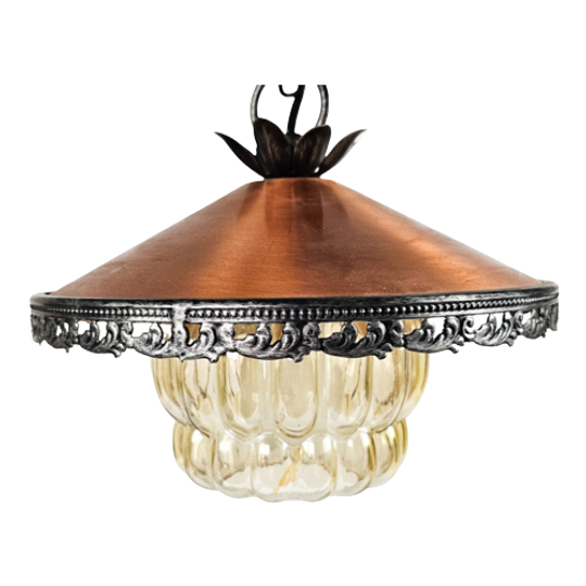 VEB Narva Leuchtenbau Lengeveld - Hanglamp - Koper - Glas - Oost Duitsland - 70's 1