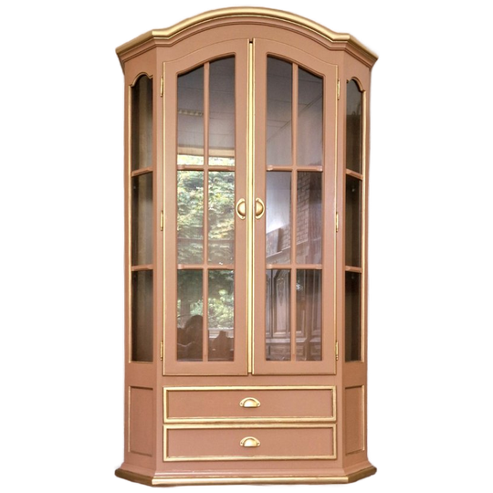 Vitrinekast In Zachte Perzikkleur En Goud 1