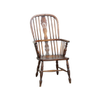Charmante, Antieke Engelse Highback Windsor Eetkamerstoel Met Een Prachtig Patina thumbnail 1