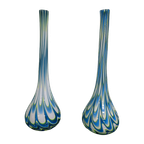 Mondgeblazen (teardropp) Vazen Met Geel/blauw Witte Wervelingen thumbnail 1