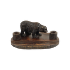 Grote Antieke Zwarte Woud Beer Pennenhouder Inktpot Schwarzwald 40Cm thumbnail 1