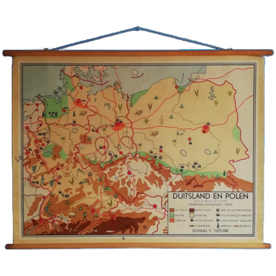 Wandkaart Duitsland En Polen - Bakker En Rusch 1