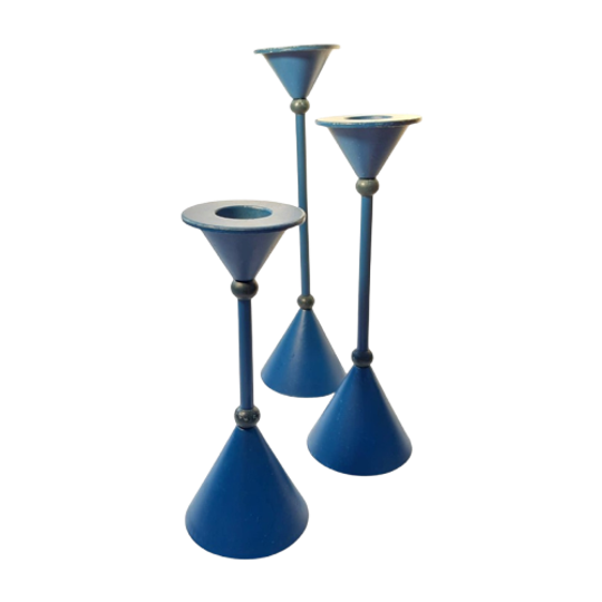 Set Drie Markus Börgens Memphis Stijl Kandelaars 15,18, 21Cm 1