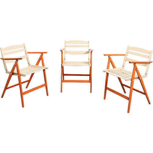 Set Of 3 Chairs / Tuinstoelen From Gio Ponti For Fratelli Reguitti