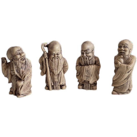 Vier Japanse Netsuke-stijl Beeldjes, Franse Reproductie 1