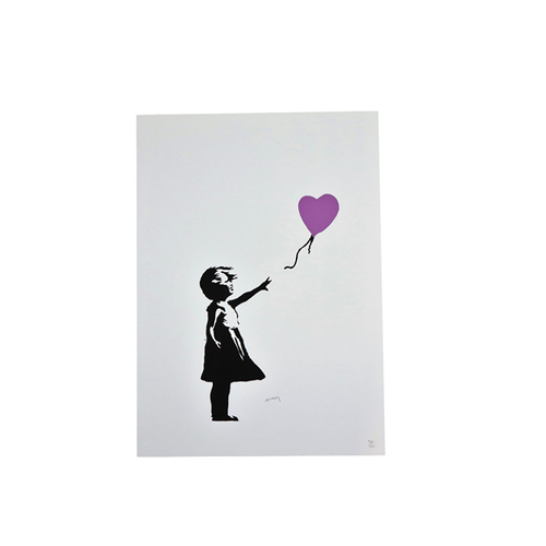 Offset Litho Naar Banksy Girl With Balloon Paars 97/150 Kunstdruk