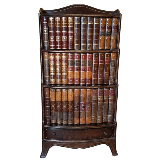 Unieke Lederen Kast Uitstraling Boekenkast Met 6 Deurtjes. Afm. 65x28cm En 122cm Hoog 1