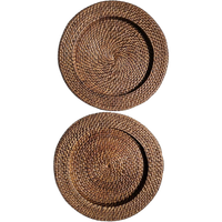 Vintage Birma Rieten Onderzetters Set 2 Stuks