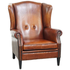 Grote En Luxe Schapenleren Oorfauteuil Met Een Prachtige Warme Kleurstelling thumbnail 1