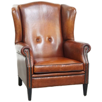 Grote En Luxe Schapenleren Oorfauteuil Met Een Prachtige Warme Kleurstelling