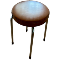 Vintage Krukje Met Cognac Kleurige Zitting Jaren 60