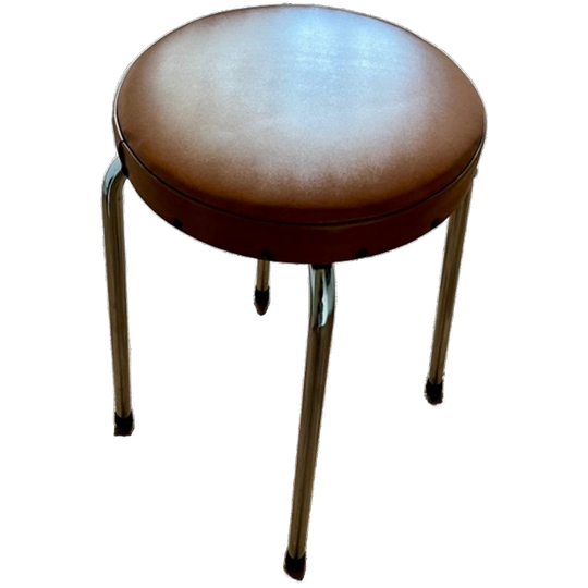 Vintage Krukje Met Cognac Kleurige Zitting Jaren 60 1