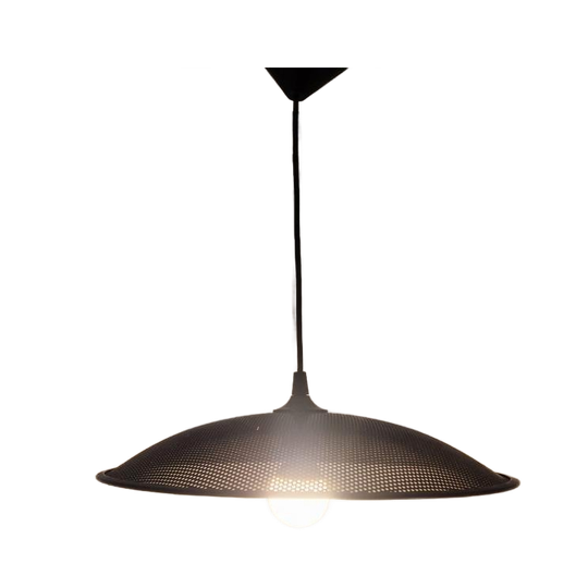 Postmoderne Vintage Geperforeerd Metaal Hanglamp Zwart. 1
