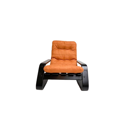 Opnieuw Gestoffeerde Cognackleurige Loungestoel, 1960’s 1